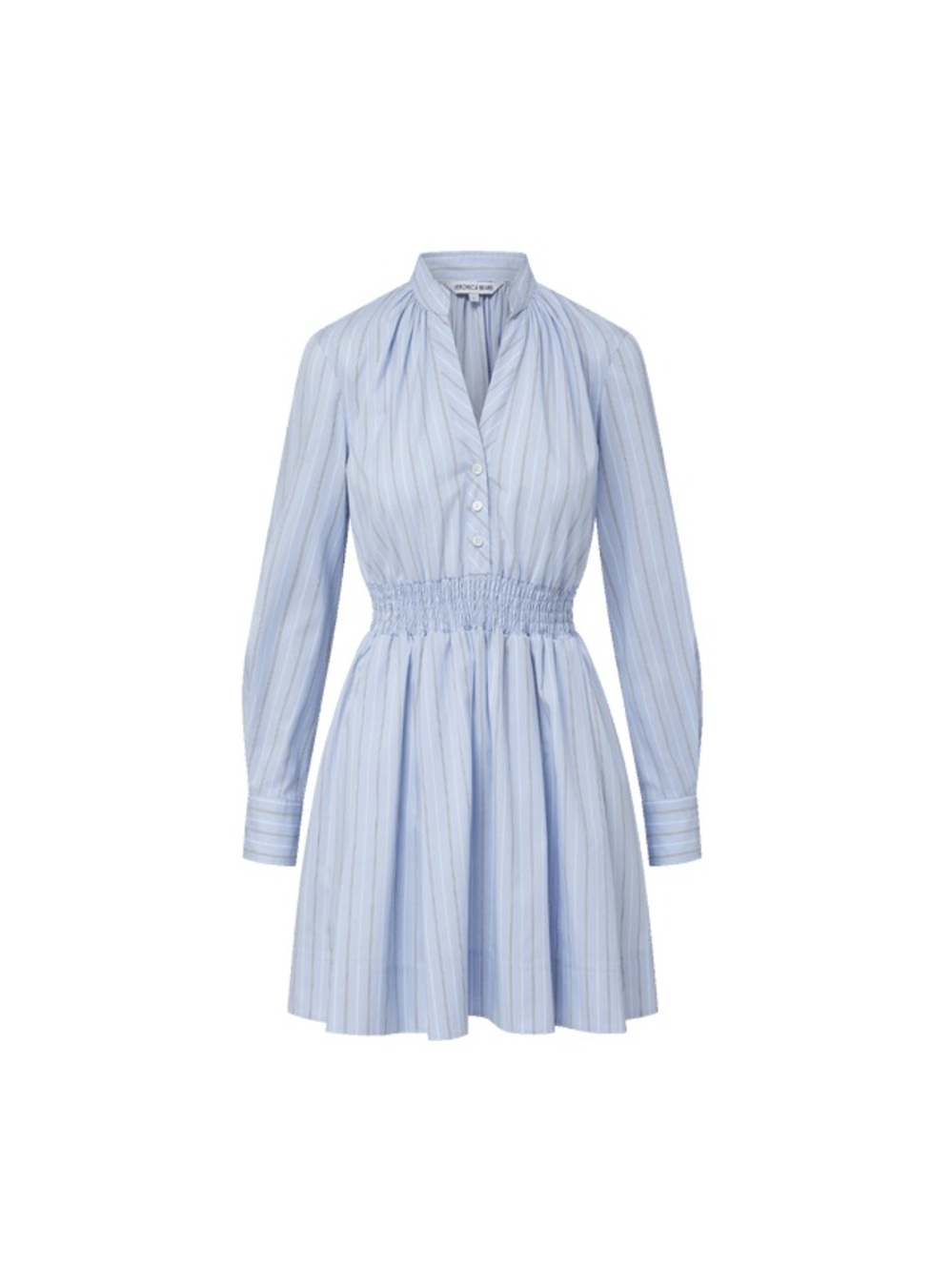 Light Blue Striped Long-Sleeve Shirtdress